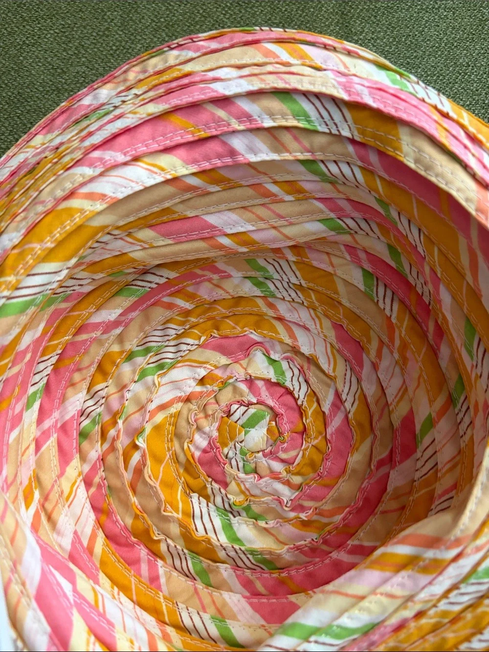 Liz Claiborne Multicolor Striped fabric Sun Hat with Daisy Detail